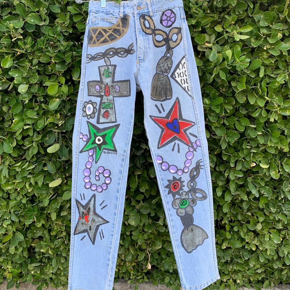 🎉HP🎉 Vintage 90s Hand Painted High Waisted